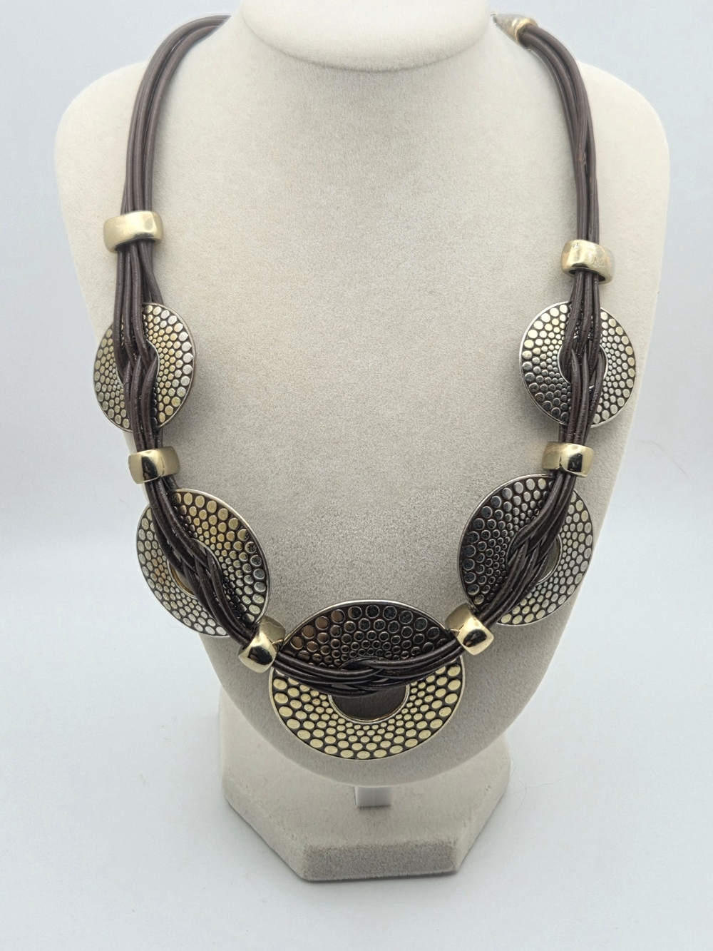 St. Thomas Mixed Media Statement Necklace - Silver & Gold Tone